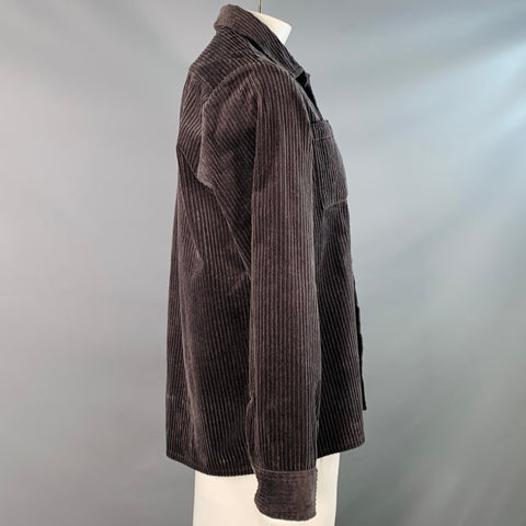 WAX Size L Grey Charcoal Corduroy Cotton Blend Shirt Jacket