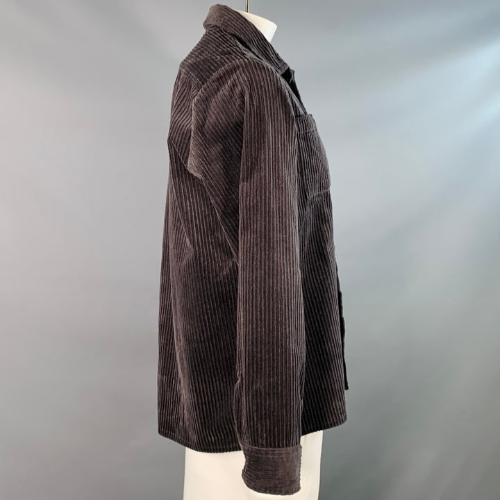WAX Size L Grey Charcoal Corduroy Cotton Blend Shirt Jacket