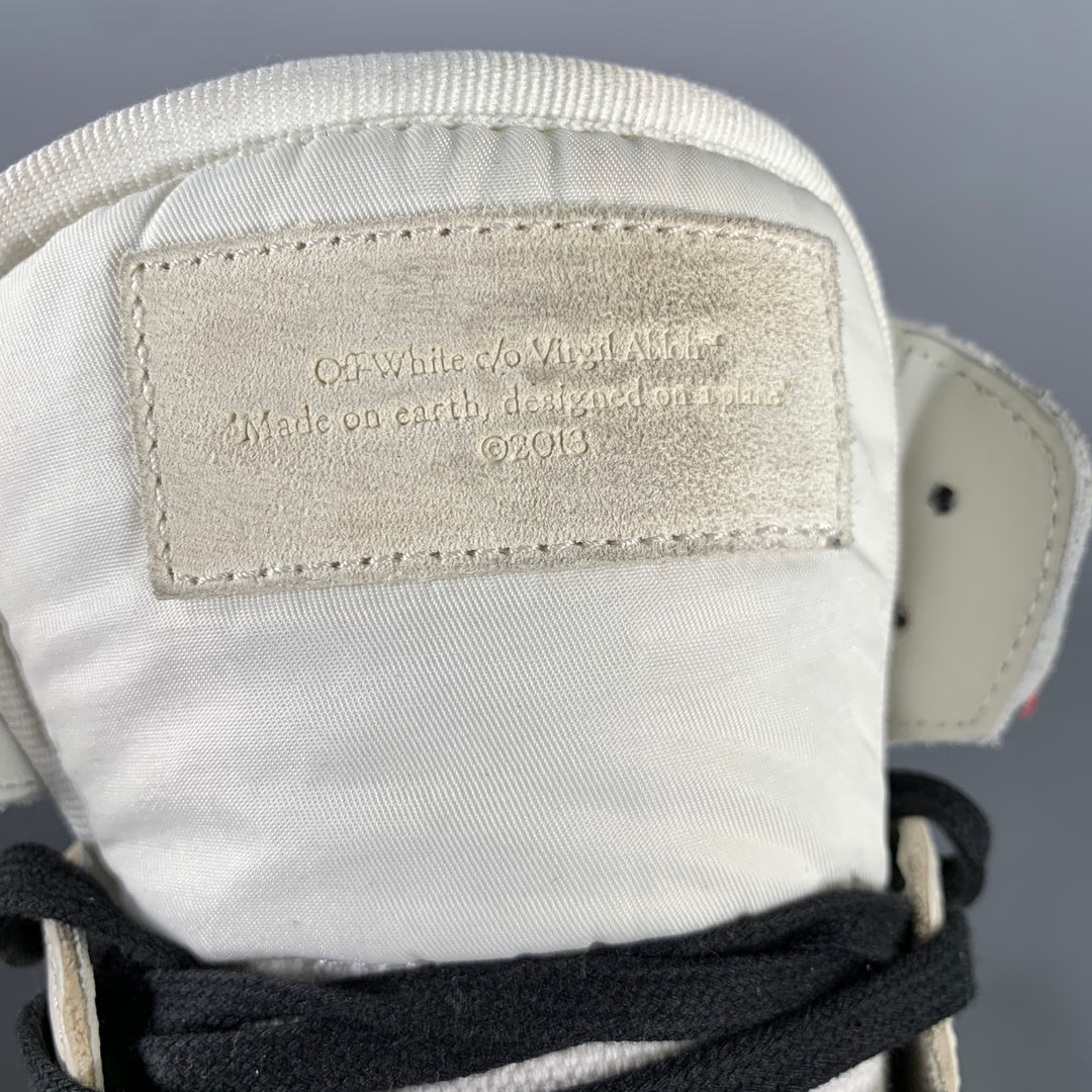 OFF-WHITE Size 12 Off White Black & Orange Leather High Top Sneakers