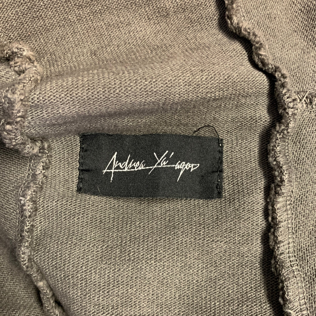 ANDREA YA'AQOV Size L Gray Dyed Cotton Hoodie Jacket