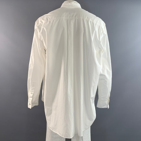 NILI LOTAN Size L White Cotton Button Up Long Sleeve Shirt