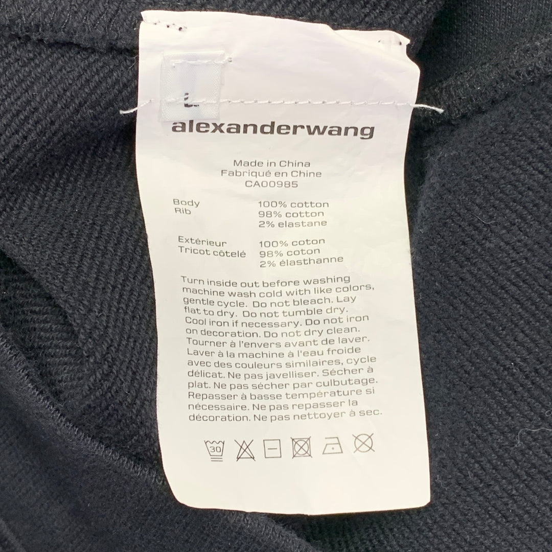 ALEXANDER WANG Size L Black Grey Logo Cotton Oversized Crew Neck Sweatshirt