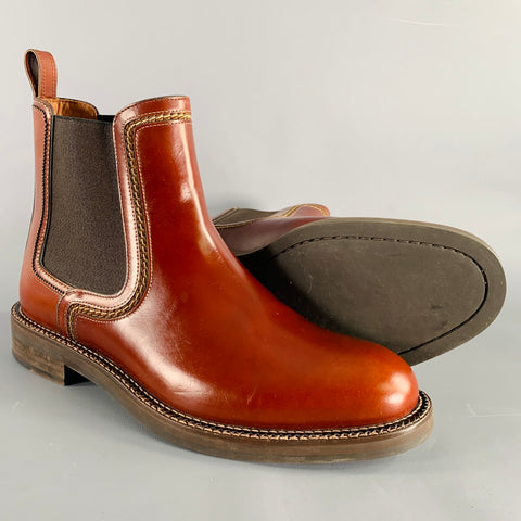 LANVIN Size 9 Cognac Brown Leather Pull On Boots