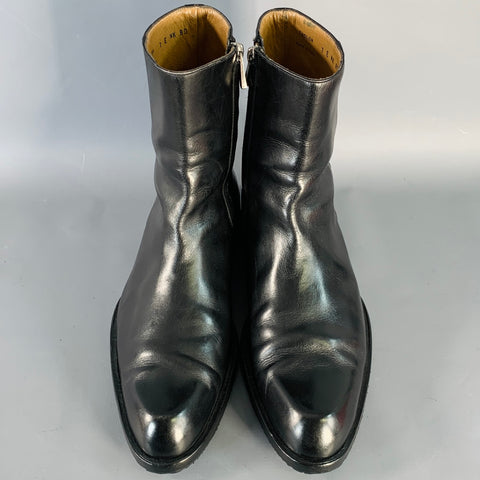BALLY Size 8 Tholon Black Calfskin Leather Side Zipper Ankle Boots
