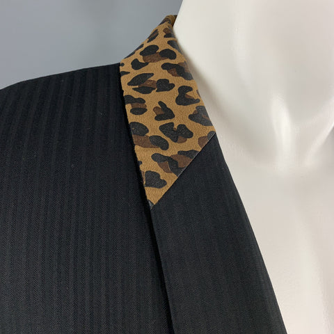 COMME des GARCONS HOMME PLUS M Black Leopard Trim Shawl Collar Sport Coat