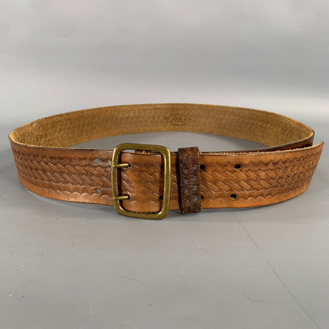 Double RL Size 36 Brown Embossed Leather Belt