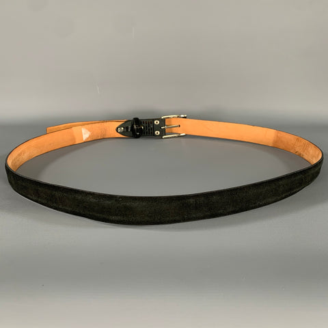 MICHAEL TOSCHI Size 44 Black Suede Leather Belt