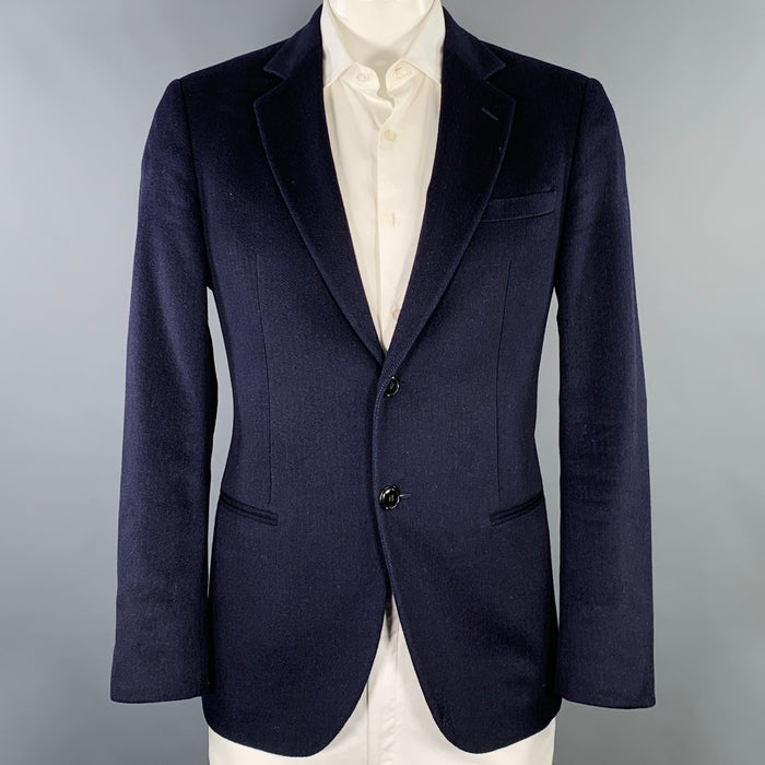GIORGIO ARMANI Size 44 Navy Cashmere Silk Notch Lapel Sport Coat