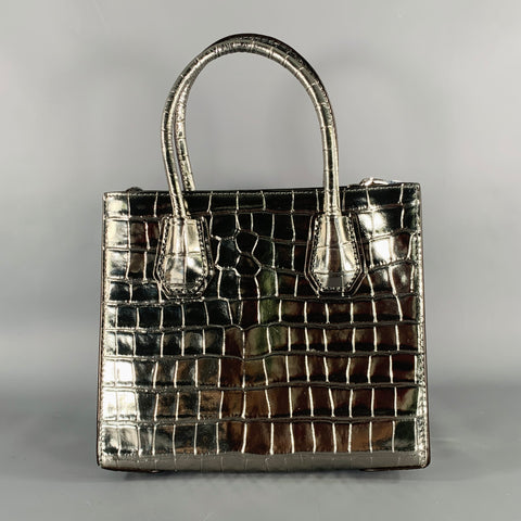 MICHAEL KORS Silver Embossed Leather Top Handles Handbag