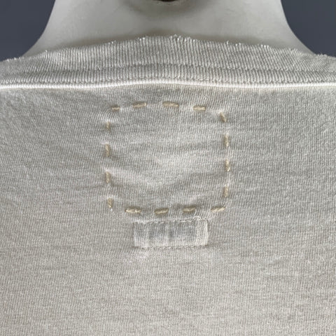VISVIM Size L White Distressed Cotton Crew-Neck T-shirt