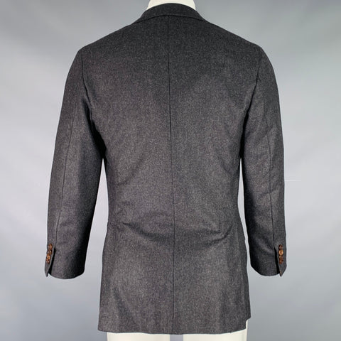 KITON Size 36 Heather Charcoal Grey Cashmere Notch Lapel Sport Coat