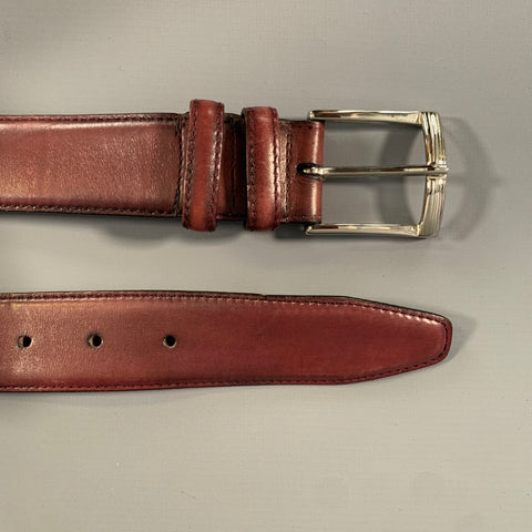 STEFANOBI Size 34 Burgundy Leather Belt