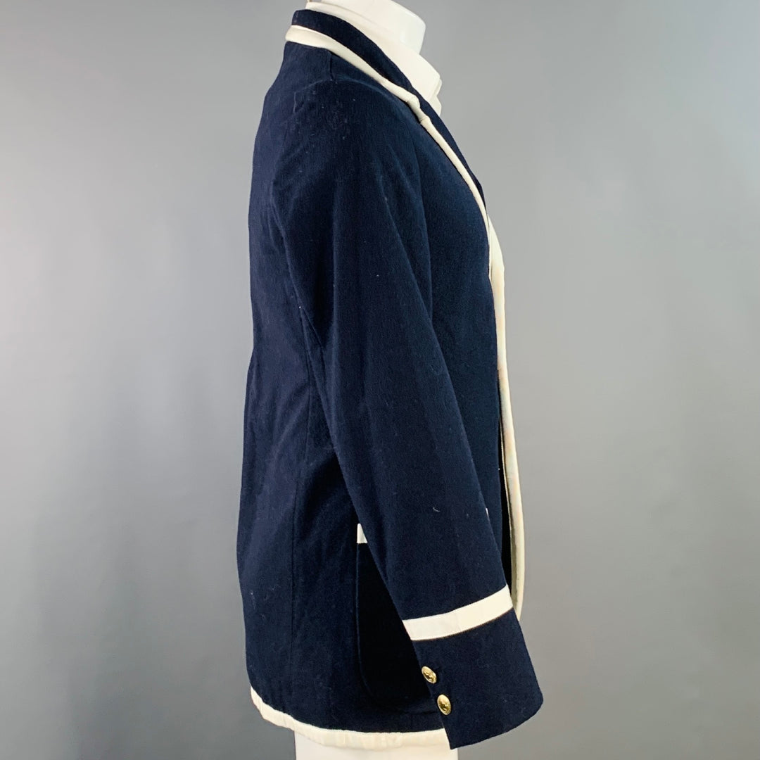 ROWING BLAZERS Size S Navy White Polyester Wool Notch Lapel Sport Coat