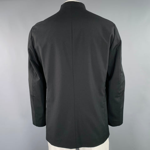 ISSEY MIYAKE Size 42 Black Wool Nehru Collar Sport Coat