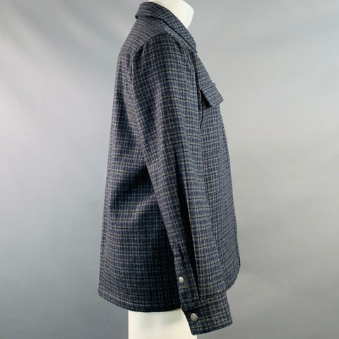 Veste zippée A.P.C. taille M à carreaux bleus, gris et noirs en mélange de laine
