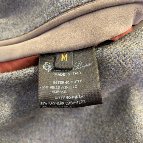 LORO PIANA Size M Brown Suede Leather Herringbone Wool Reversible Jacket