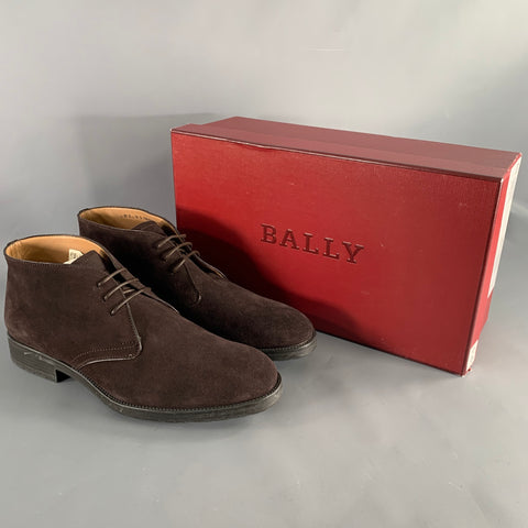 BALLY Size 9.5 Robik Brown Suede Leather Chukka Lace-Up Boots