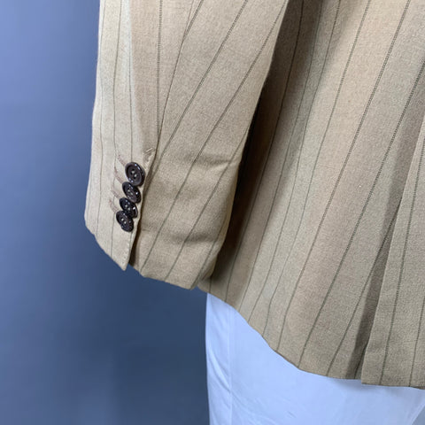 PRADA Size 44 Regular Tan Brown Pinstripe Viscose Linen Sport Coat