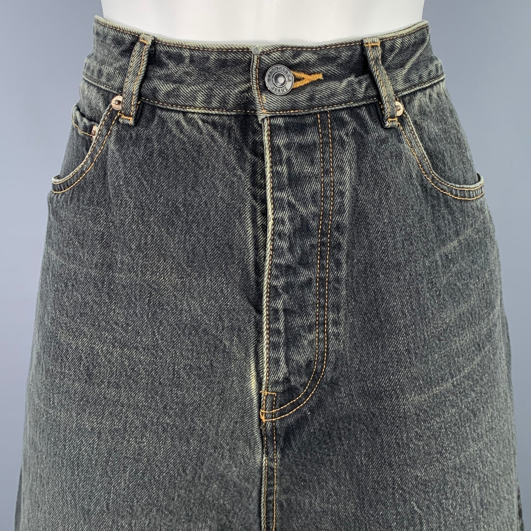 BALENCIAGA Size XS Indigo Cotton Wide Leg Jeans