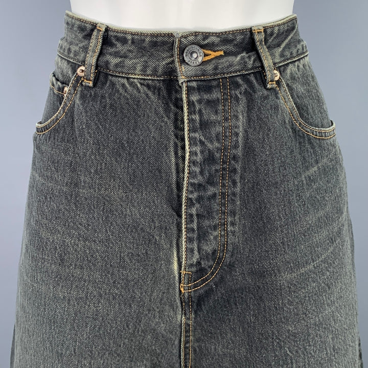 BALENCIAGA Size XS Indigo Cotton Wide Leg Jeans
