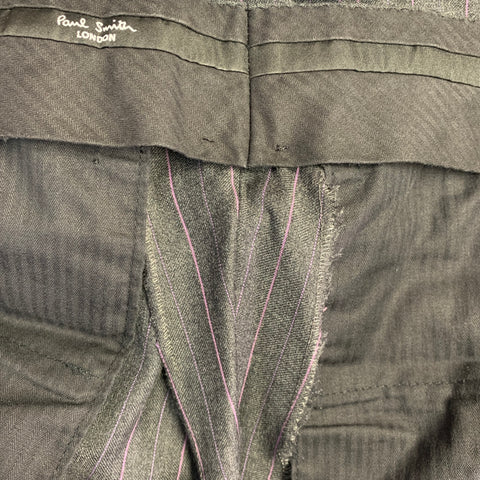 PAUL SMITH Size 46 Westbourne Regular Grey Purple Pinstripe Wool Notch Lapel Suit
