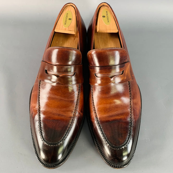 MAGNANNI Size 11 Brown Leather Penny Loafers