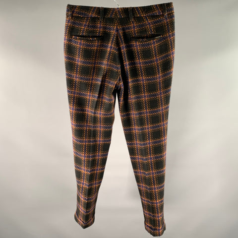 SCOTCH AND SODA Size 32 Black Orange Blue Tartan Polyester Blend Pants