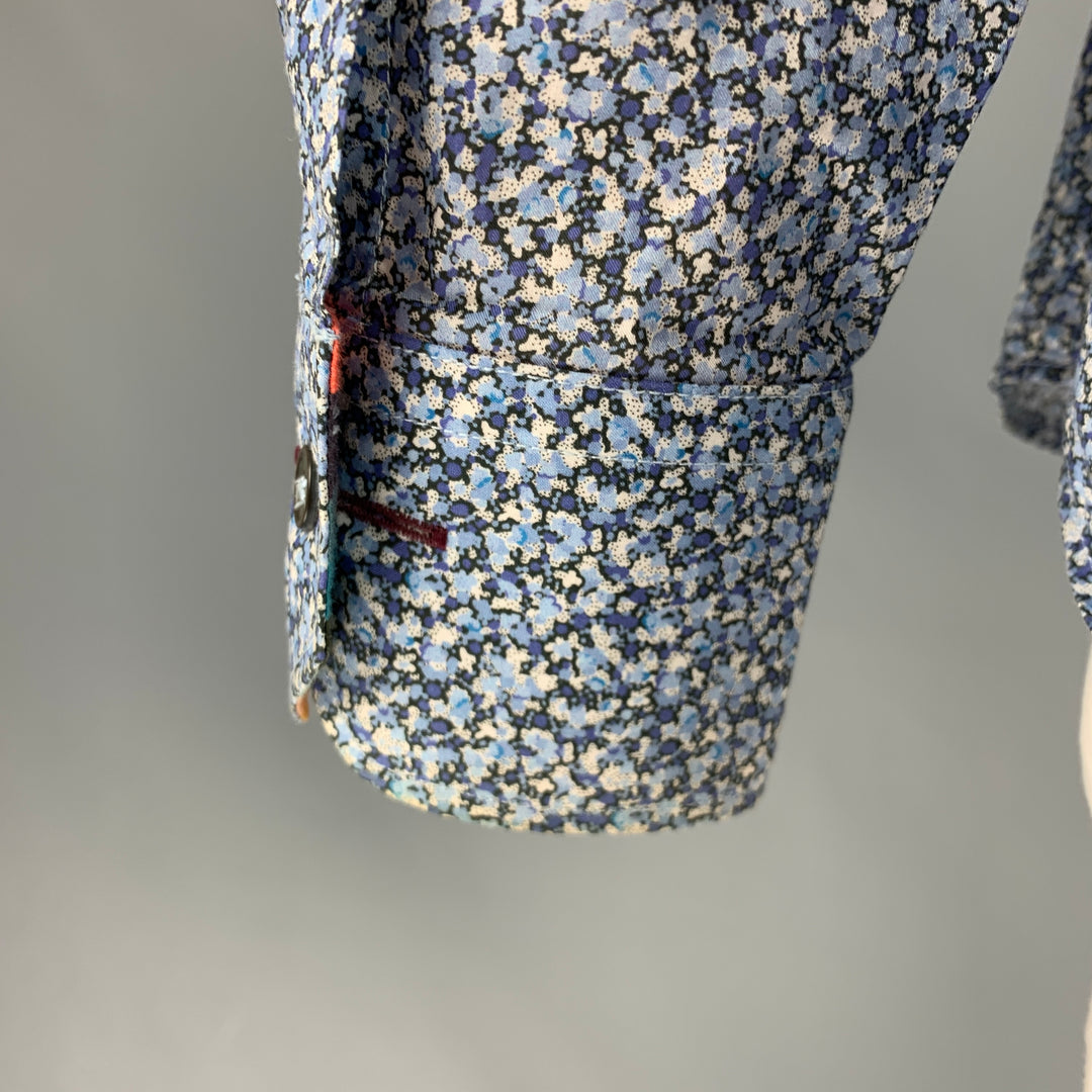 PAUL SMITH Size XL Blue Abstract Print Cotton Button Up Long Sleeve Shirt