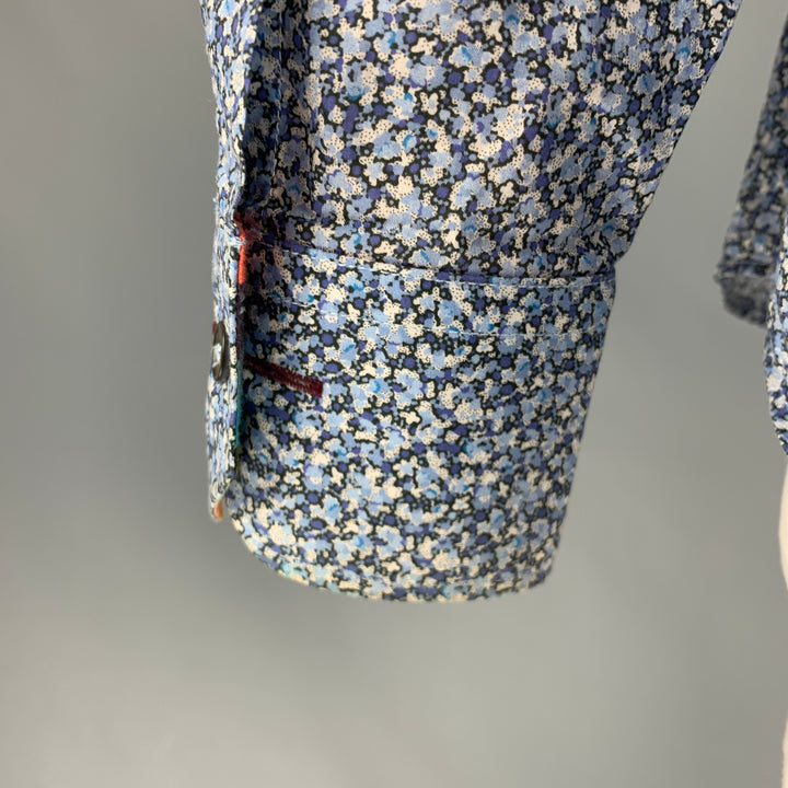 PAUL SMITH Size XL Blue Abstract Print Cotton Button Up Long Sleeve Shirt
