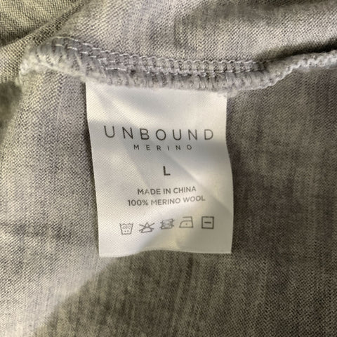 UNBOUND Size L Grey Heather Merino Wool Crew Neck T shirt
