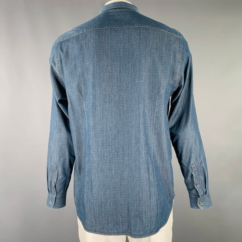 TED BAKER Size XXL Navy White Dots Cotton Long Sleeve Shirt