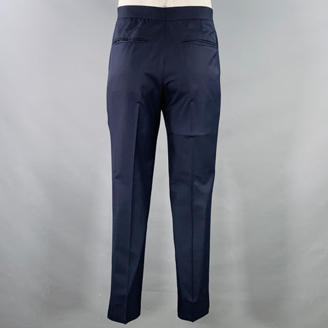 BRUNELLO CUCINELLI Size 44 Navy Blue Two Toned Virgin Wool Silk Tuxedo