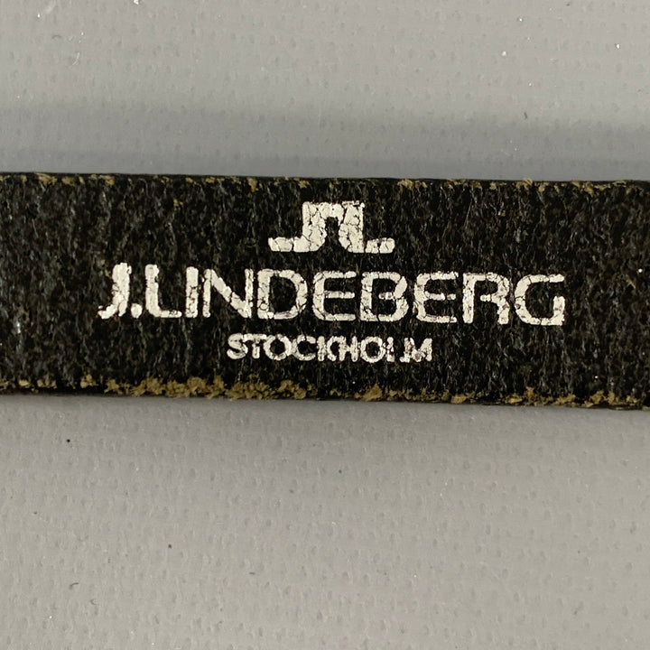 J.LINDEBERG Size 30 Black Silver Logo Leather Belt