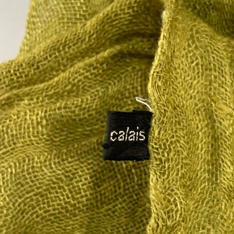 PAS de CALAIS Green Woven Linen Fringe Scarf