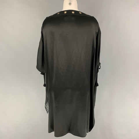 FAITH CONNEXION Top de vestido de seda negro con bordes sin rematar talla S