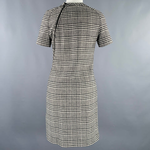 LANVIN Size 4 Black White Wool Blend Houndstooth Short Sleeve Dress