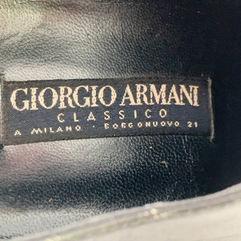 GIORGIO ARMANI Size 7 Black Leather Derby Lace-Up Shoes