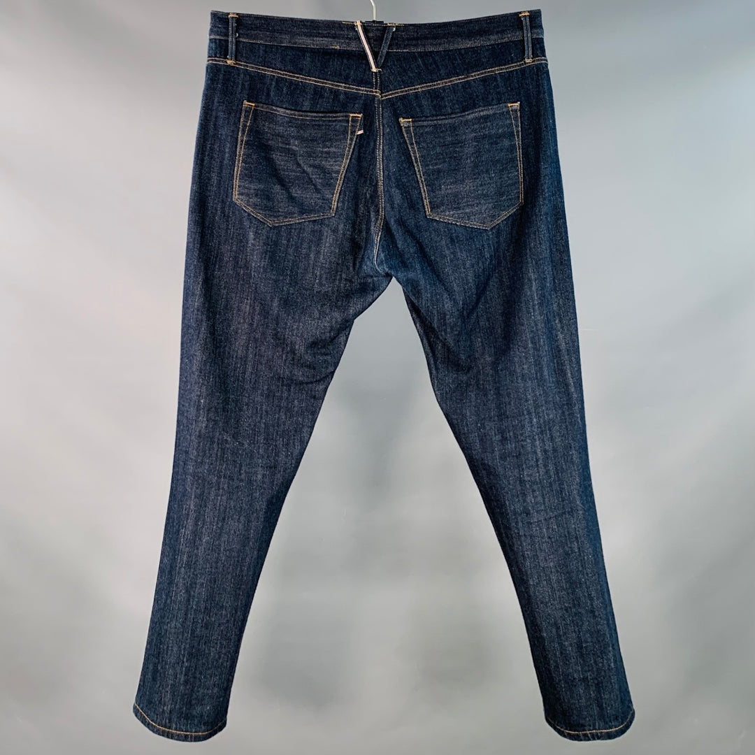 3 X 1 Size 36 Blue Indigo Cotton Selvedge Twill Contrast Stitch Button Fly Jeans