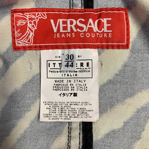 VERSACE JEANS COUTURE Size 8 Black Yellow Cotton Blend Animal Print Jacket