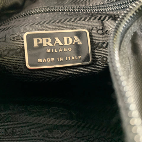 PRADA Black Silver Logo Nylon Shoulder Bag Bags