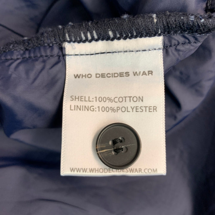 WHO DECIDES WAR Size XL -Four Horsemen- Navy White Embroidery Cotton Denim Coat