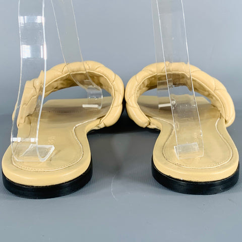 BOTTEGA VENETA Size 10 Tan Leather Padded Quilted Sandals