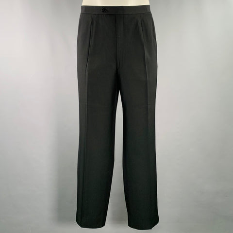 BRIONI Size 46 Black Wool Double Breasted Tuxedo