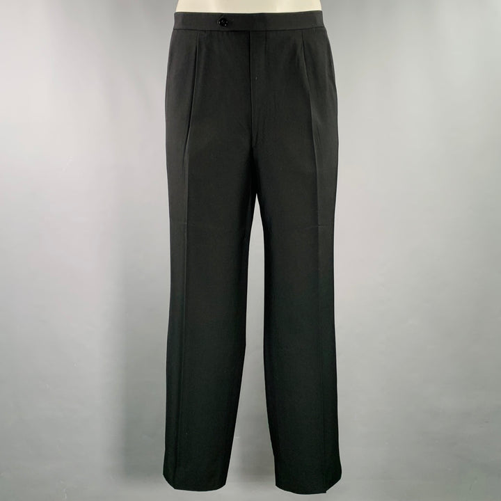 BRIONI Size 46 Black Wool Double Breasted Tuxedo