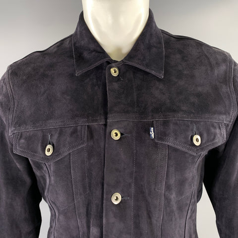 LEVI'S Size M Navy Suede Trucker Jacket