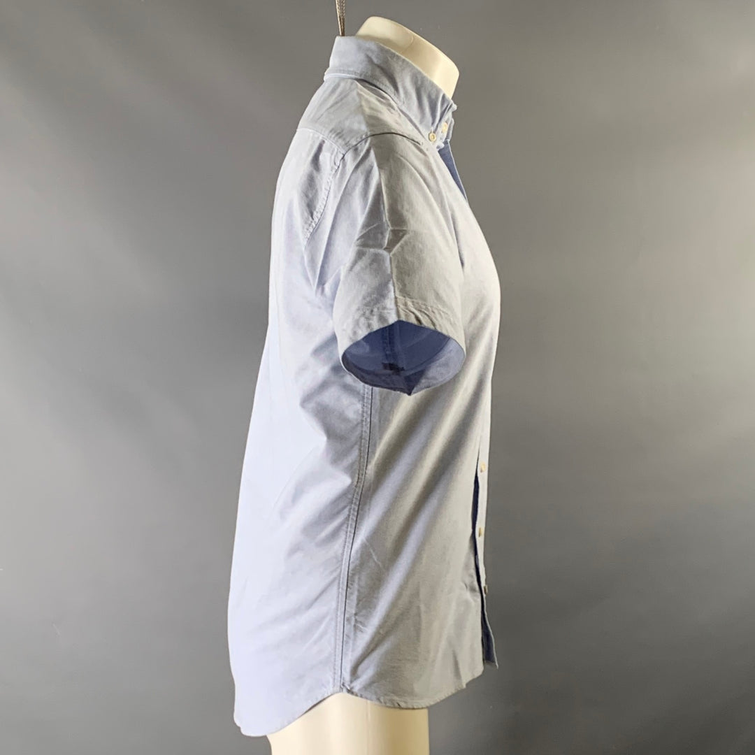 TAYLOR STITCH Size S Blue Heather Cotton Button Down Short Sleeve Shirt