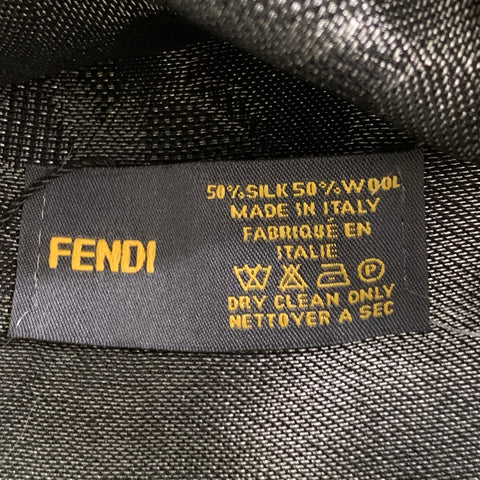 FENDI x KARL LAGERFELD Karl Lover Silver Black Silk Wool Scarf Shawl
