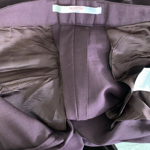 VALENTINO Chest Size 42 Burgundy Solid Mohair Blend Double Breasted 34 32 Suit