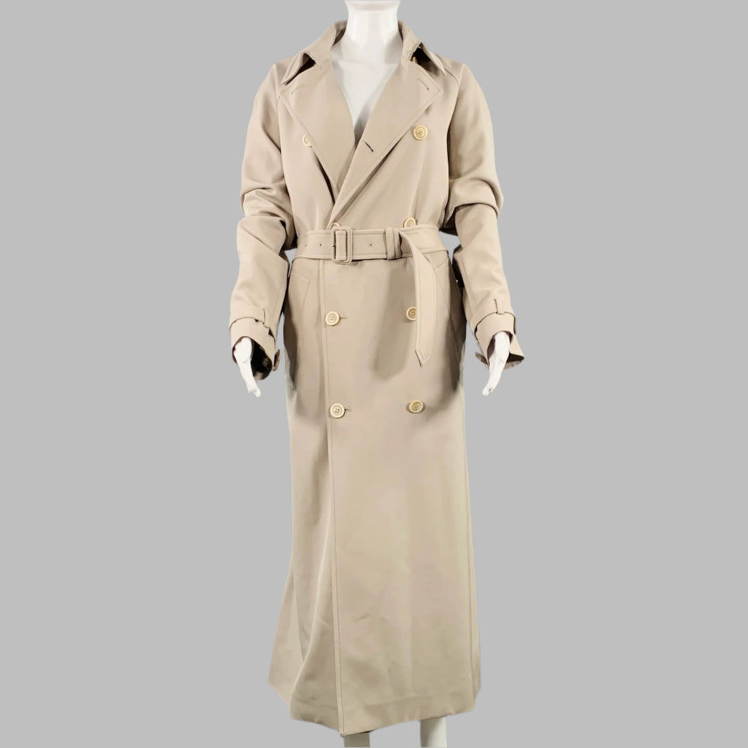 PRADA Size 8 Beige Virgin Wool Double Breasted Trenchcoat