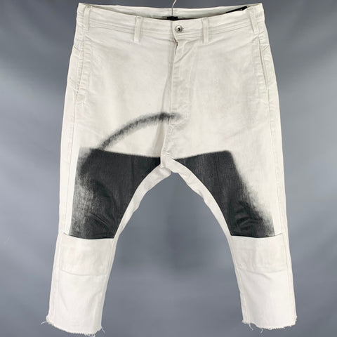 JULIUS JAPAN SS16 Size M White Grey Abstract Cotton Blend Zip Fly Casual Pants